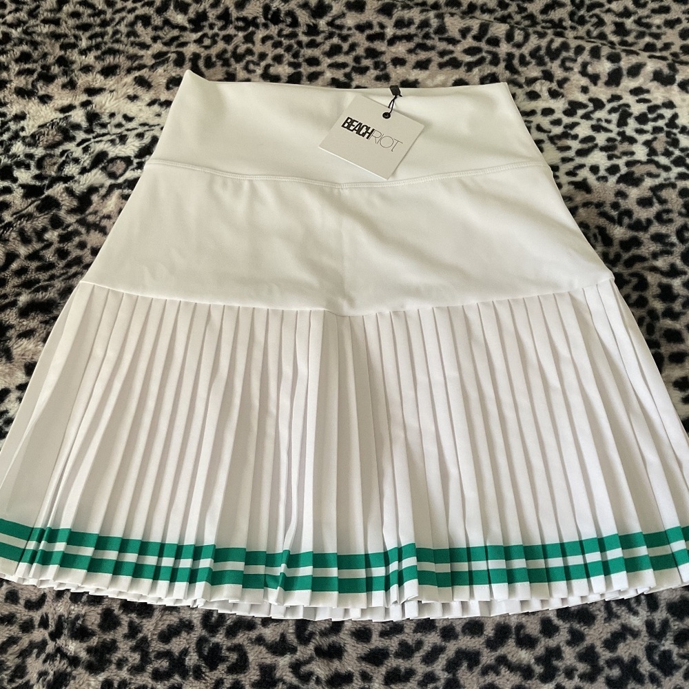 Beach Riot Gloria Courtside Skirt NWT Size L White And Green
